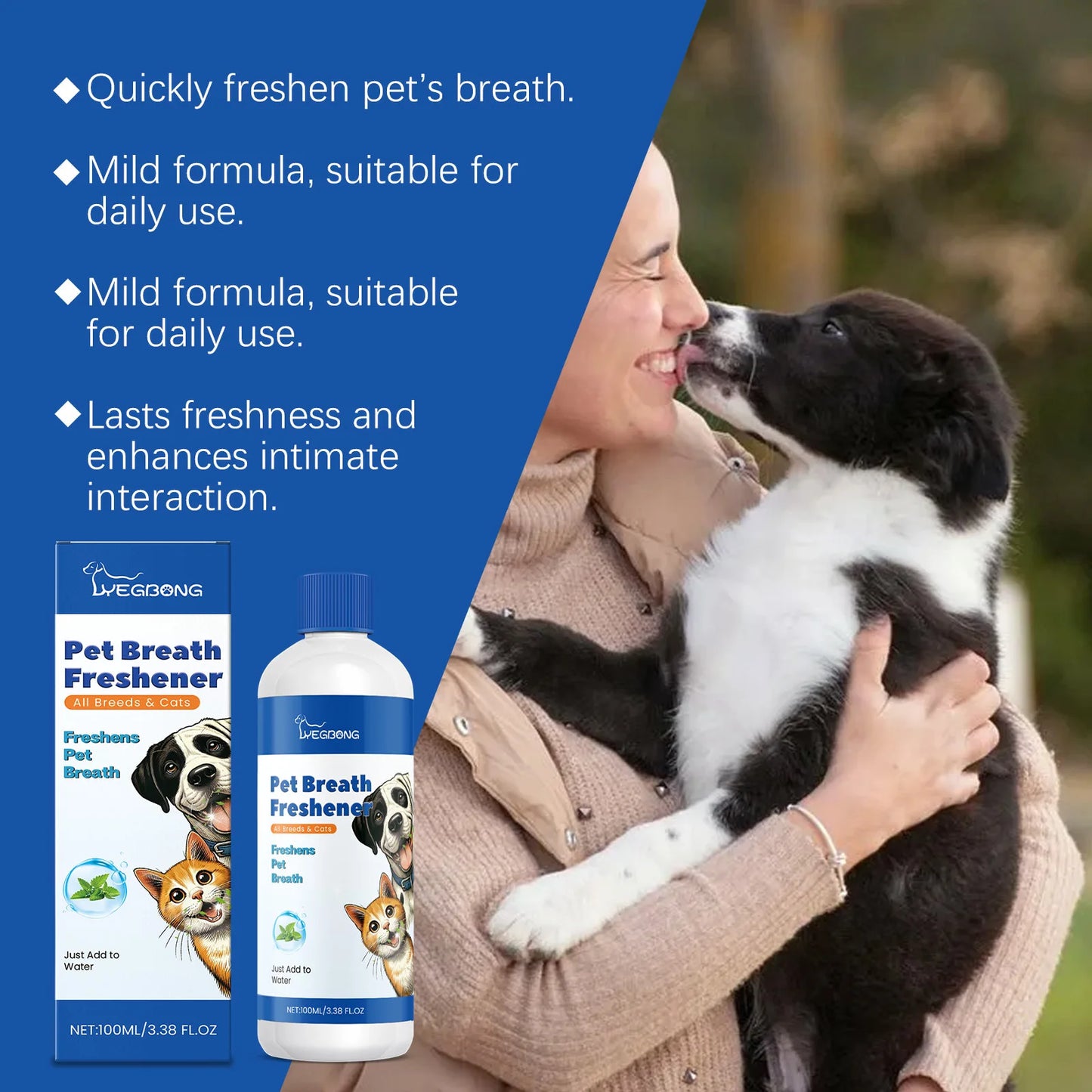 the BREATH FRESHER - Dog Mouth Cleaning Liquid, Tooth Stains Mouth Cleaning, Tartar Removal Bad Breath Freshens, Oral Deodorant Pet Teeth Cleaner Water