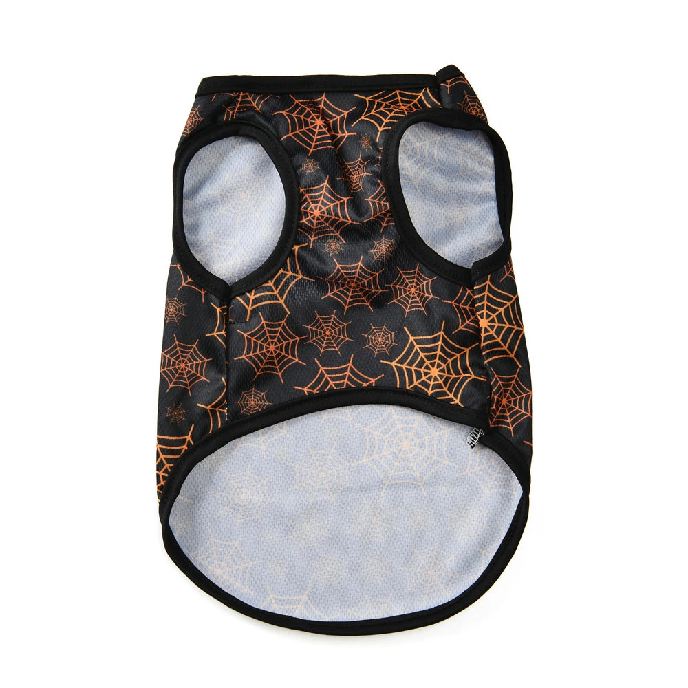 Halloween Ghost Pumpkin Print Dog T-shirt For Small Medium Dogs Cats Breathable Puppy Vest Costume Schnauzer Yorkshire Pet Coat