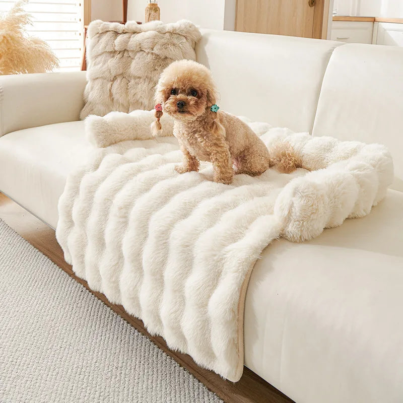 Winter Warm Dog Bed Sofa Couch Cover Super Soft Pet Blanket Pad Mat for Small Dogs Plush Neck Pillow Cat Nest Cama Para Perros