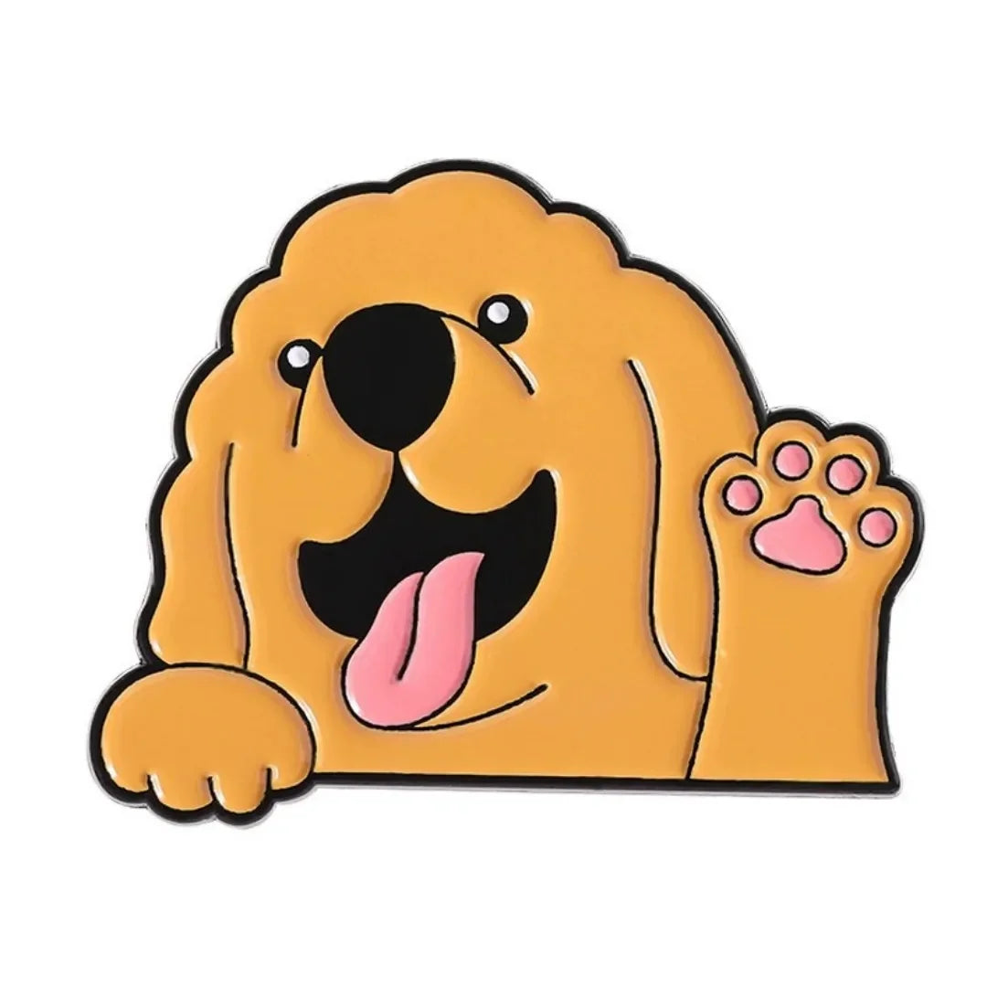 Cartoon Pet Enamel Pin Cute Golden Retriever Border Collie Dog Animal Brooch Backpack Jacket Lapel Badge Jewelry Gift For Friend