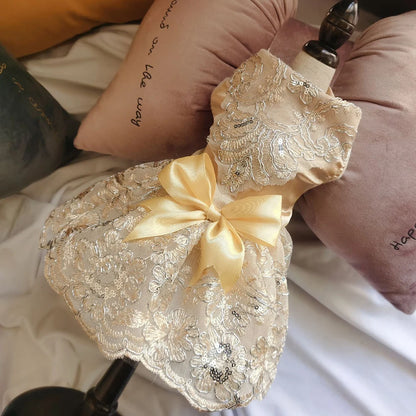 Dog Lace Wedding Dress Princess Dresses for Small Dogs Puppy Tutu Skirt Pet Birthday Party Costume Supplies for Spring Summer