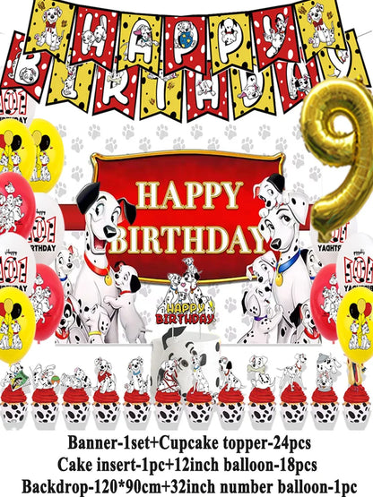 Disney 101 Dalmatians Birthday Party Supplies Cartoon One Hundred and One  Dog Balloon Backgrounds Cake Topper Banner Kids Gifts
