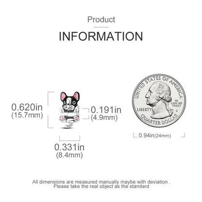 Dog Pet Charms 925 Silver Doggy Paw French Bulldog Bones Beads fit Original Bracelet DIY Fine Jewelry