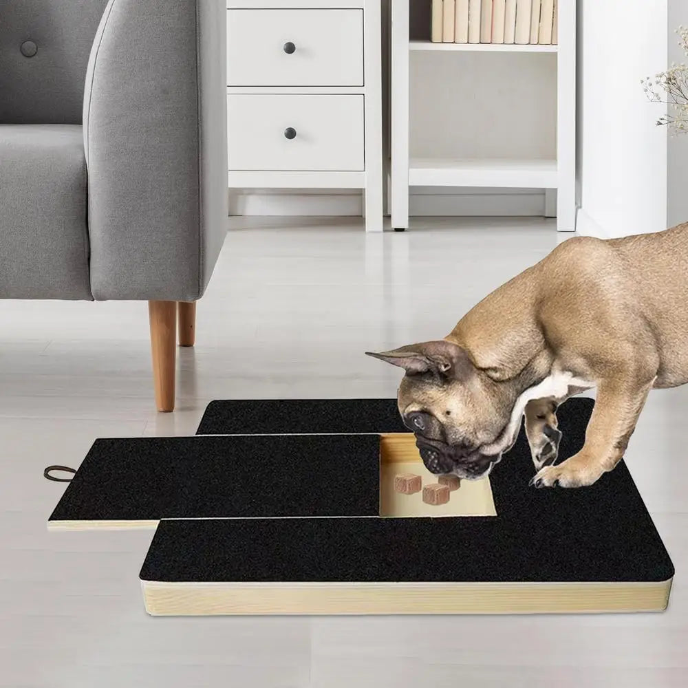 Dog Nail Scratch Board Nail Trim Pad Pull-Out Wooden Pet Scratching Board Toy Built-in Treat Box Dog Sandpaper Board Scratcher