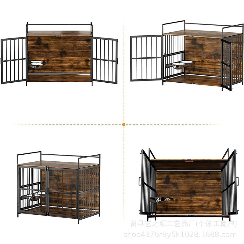 Dog Cage Small Medium Dog Indoor with Toilet Side Herding Small Pet Cage Dog Labrador Golden Retriever Cage