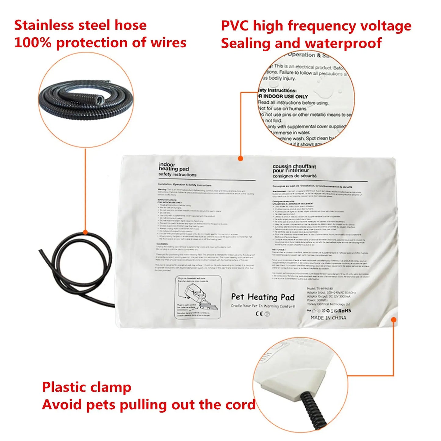 1Pc Pet Heating Pad Electric Heating Blanket Dog Heating Insulation Mattress Pet Cat Dog Winter Reptile Outdoor Warm Heating Pad