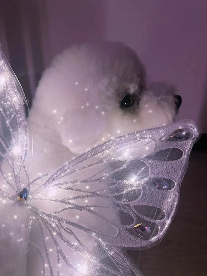 Dog wings glowing butterfly back decoration puppy summer clothes chest back decoration small dog Pomeranian Teddy Bigbear