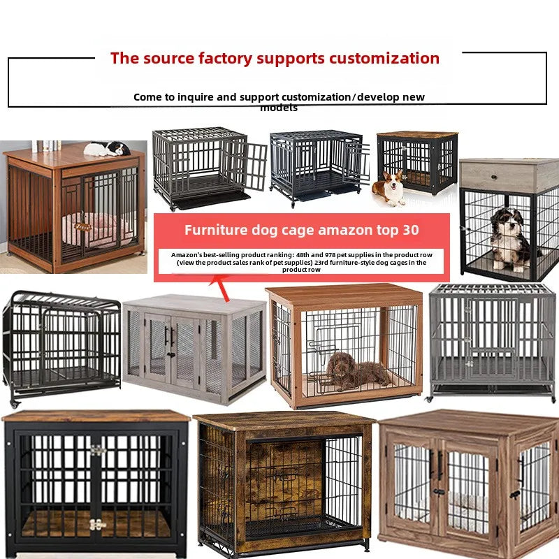 Heavy Duty Large Dogs Cage High Strength Steel Wood Easy To Install Dog Crate Pet Dog Kennel