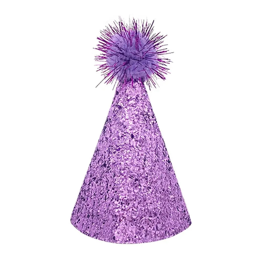 Cute Decorative Pet Birthday Hat Adjustable Foldable Dog Sparkling Hat with Ball Cat Headgear for Birthday