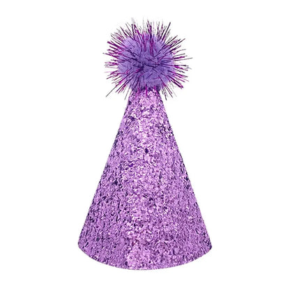 Cute Decorative Pet Birthday Hat Adjustable Foldable Dog Sparkling Hat with Ball Cat Headgear for Birthday