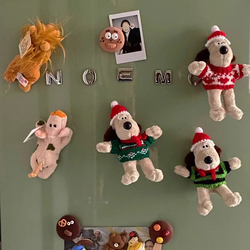 13cm-15cm Christmas Hat Puppy Refrigerator Magnet Sticker Photo Message Board Stickers Cartoon Cute Soft Magnet Home Deco