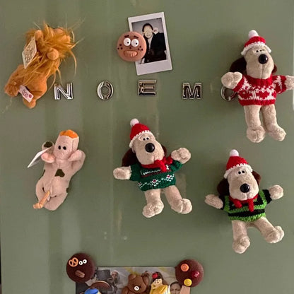 13cm-15cm Christmas Hat Puppy Refrigerator Magnet Sticker Photo Message Board Stickers Cartoon Cute Soft Magnet Home Deco