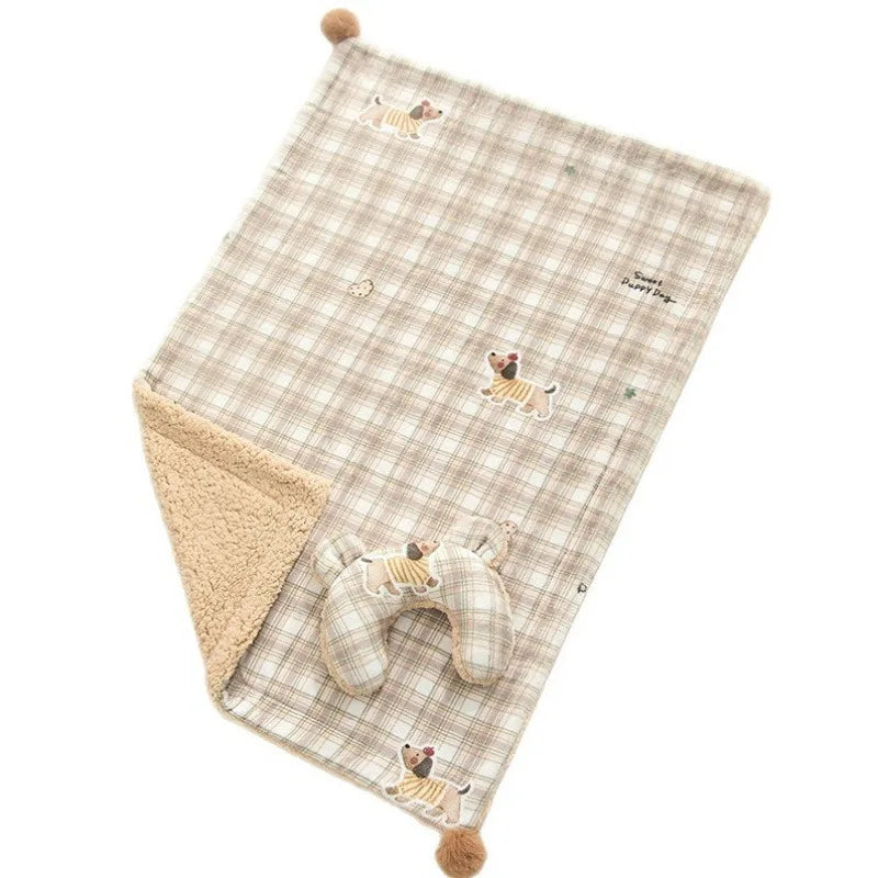 2pcs/set New Style Pet Sleeping Pad Winter Dog Blanket Cat Cushion Universal Comfortable Dog Quilt with Pillow Pet Supplies