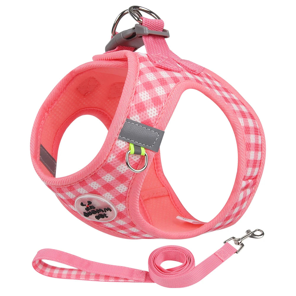 the PLAIDBUDDY HARNESS - Puppy/Kitten Chest Strap, Fresh Plaid Kitten/Puppy Leash, Anti-Break Adjustable Reflective Pet Chest Strap, Small Dog/Kitten Chest