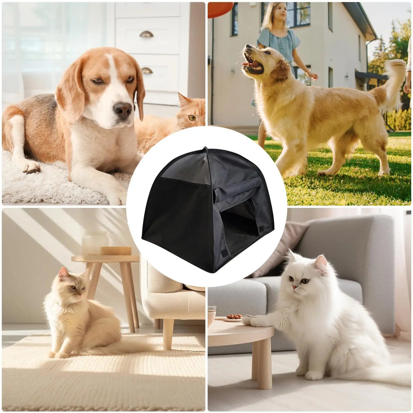 the BLACK DIAMOND DONE -Dog Sun Protection Tent, Pet Tent Outdoor Sun Protection, Cat and Dog Tent, Dog/Cat Fence Foldable Tent House for Puppies/Kittens