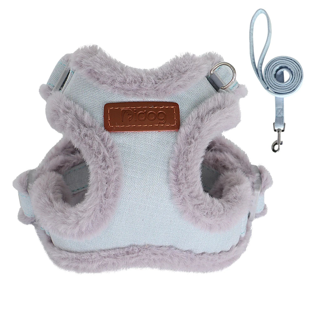 the FURHAVEN WINTER HARNESS SET - Winter Warm Dog Harness/Leash Set, Soft Fur Padded Dogs Vest Harness with Lead Leash, Adjustable for Small/Medium/Large Dogs/Cats