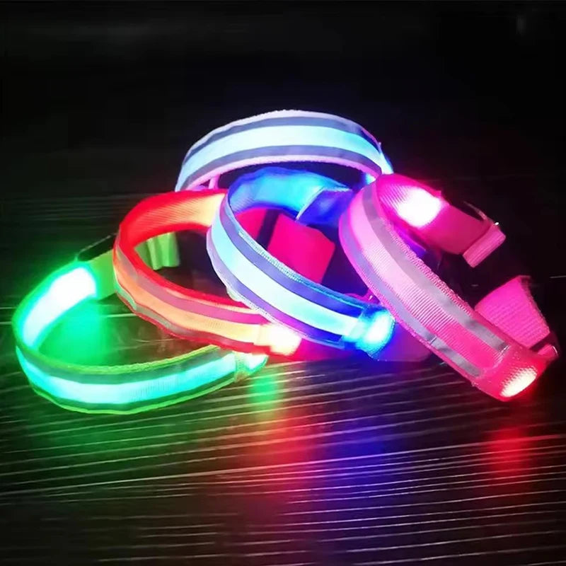 the GLOWTRAIL NIGHT COLLAR - BOOTEELY Nylon LED Night Safety Flashing Glow-in-the-Dark Dog Collar, Dogs Luminous Fluorescent Pet Dog Collar