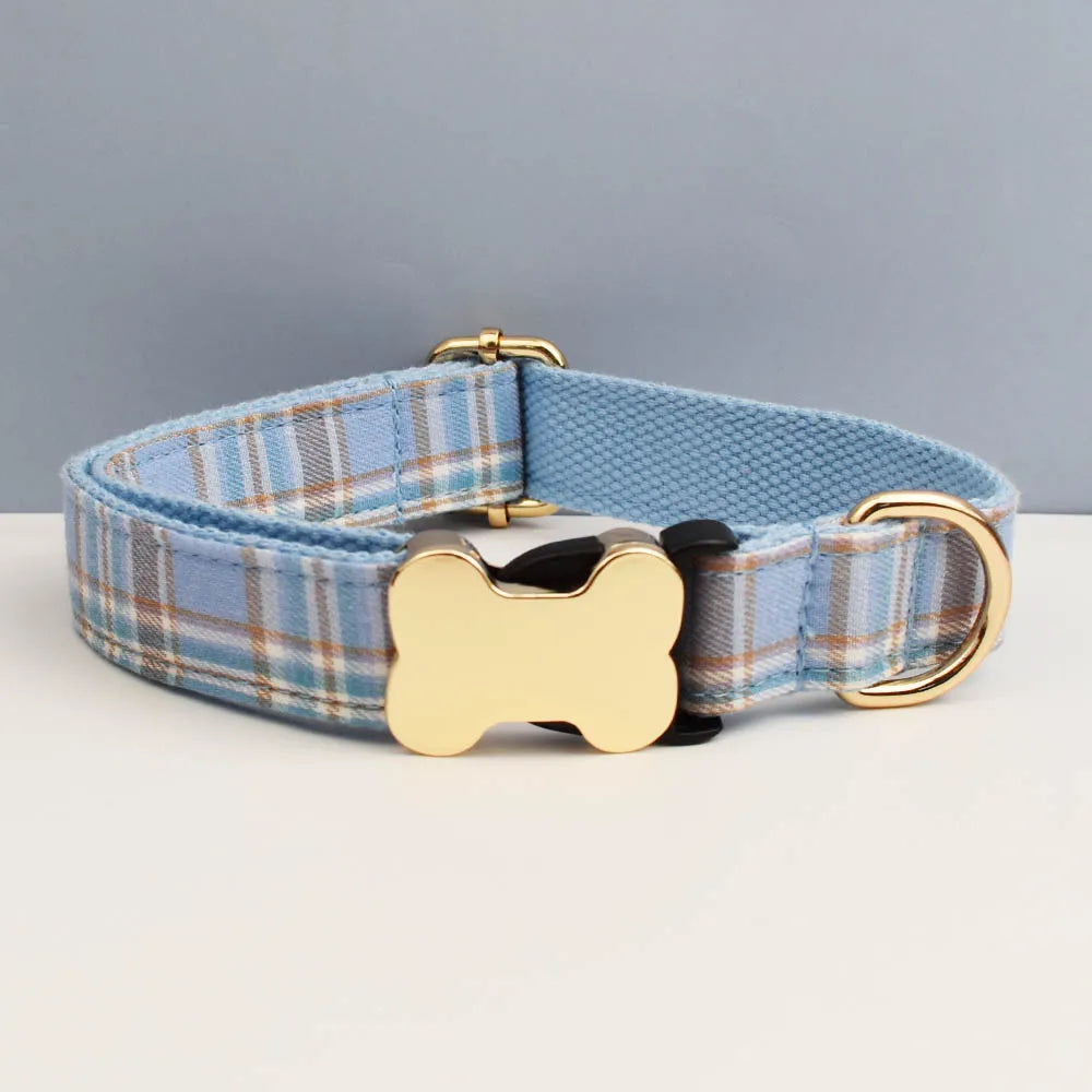 the CUSTOMCREST PLAID COLLAR - Custom Design Logo Plaid Dog Collar, High Quality Cotton Pet Accessories, Personalized, Lead Your Dog - Stand Out in Style