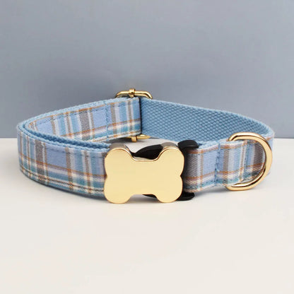the CUSTOMCREST PLAID COLLAR - Custom Design Logo Plaid Dog Collar, High Quality Cotton Pet Accessories, Personalized, Lead Your Dog - Stand Out in Style