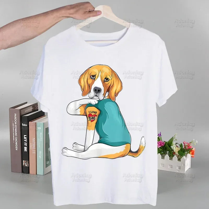 the PERSONAL STALKER - Beagle Cartoon Men's T-Shirts, Funny Hip Hop Summer Women/Men Bagel Dog Cute T-Shirts