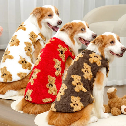 Winter Big Dog Pajamas Cute Bear Pattern Dog Sweater for Large Dogs 3XL-9XL Plush Jacket for Labrador Fleece Warm Pet Pullover