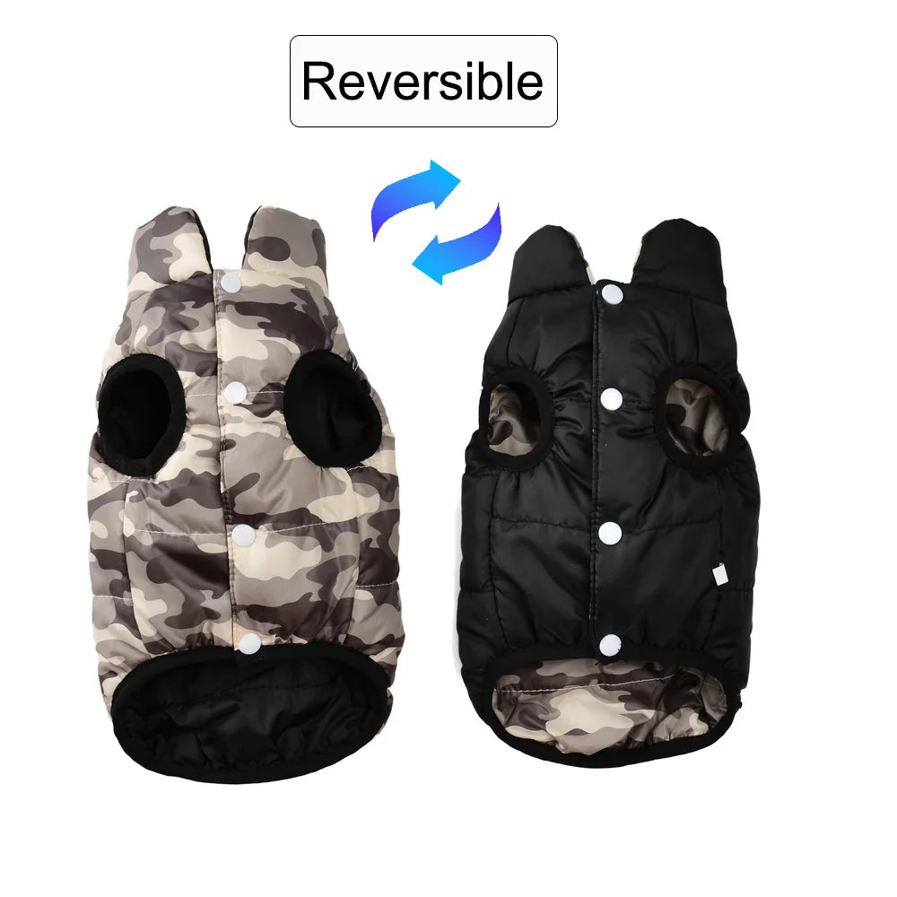 Reversible Winter Warm Dog Clothes Windproof Pet Vest Jacket For Small Medium Dogs Cats Chihuahua French Bulldog Yorkshire Coat