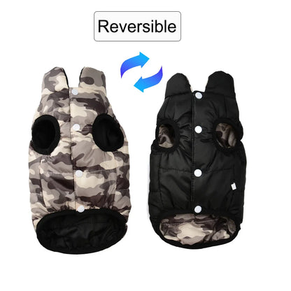 Reversible Winter Warm Dog Clothes Windproof Pet Vest Jacket For Small Medium Dogs Cats Chihuahua French Bulldog Yorkshire Coat