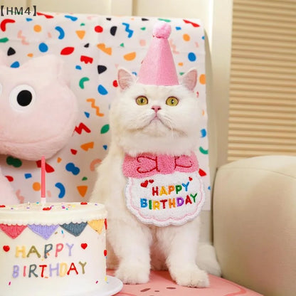 the BIRTHDAY DOGGY - Pet Cat/Dog Birthday Scarf/Hat Set, Cat/Dog Birthday Party Supplies, Pet Scarf Birthday, Hat/Scarf Small/Medium Pet Accessories