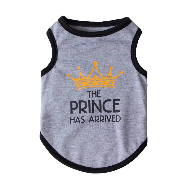 the TINYROYAL PET SHIRT - Princess Crown Dog Vest T-Shirt, Summer Cotton Pet Clothes for Small Dogs, Chihuahua/Poodle Shirts, Puppy Clothing, Prince