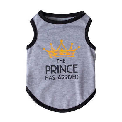 the TINYROYAL PET SHIRT - Princess Crown Dog Vest T-Shirt, Summer Cotton Pet Clothes for Small Dogs, Chihuahua/Poodle Shirts, Puppy Clothing, Prince