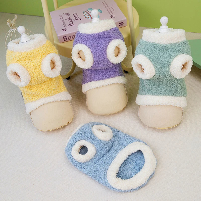 Winter Warm Dog Clothes with D-ring Plush Dog Coat for Small Medium Dogs Soft Puppy Clothes Chihuahua Yorkie Clothing Pet Supply