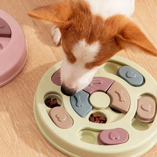 Smart Tool Food Compartments Pet Slow Feeder Wheel Puzzle Dog Feeding Tray Slow Feeder Pet Bowl for Cats Dogs Playing Toys
