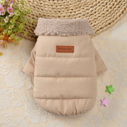 Winter Warm Dog Clothes Chihuahua Pug Pet Clothing With Fur Collar Winter Dog Coat Jacket Clothes For Small Medium Dogs Cats