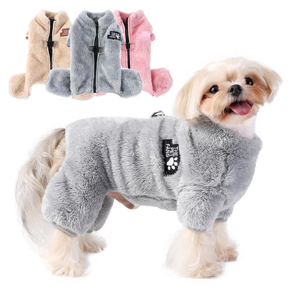 Winter Dog Jumpsuit Fleece Warm Pet Clothes For Small Medium Dogs Cats Soft Plush Pajamas Puppy Jacket Overalls Chihuahua Coat