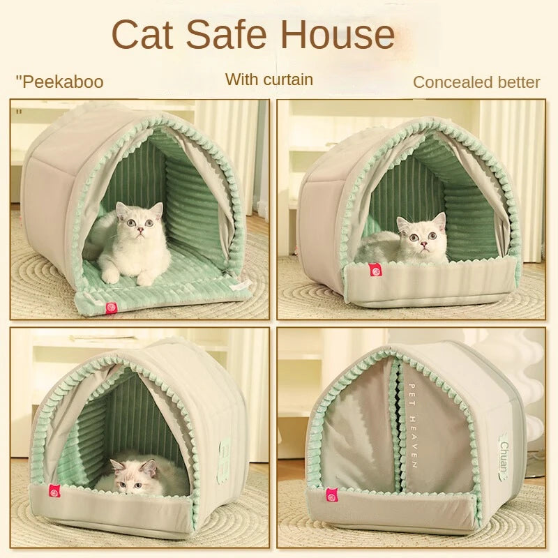 Winter Warm Small Dog House Closed Pet Winter Kennel House Cat Nest Four Seasons Universal