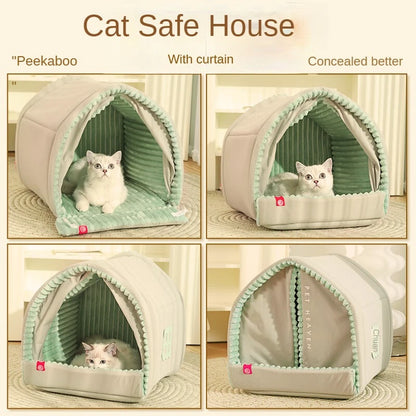 Winter Warm Small Dog House Closed Pet Winter Kennel House Cat Nest Four Seasons Universal