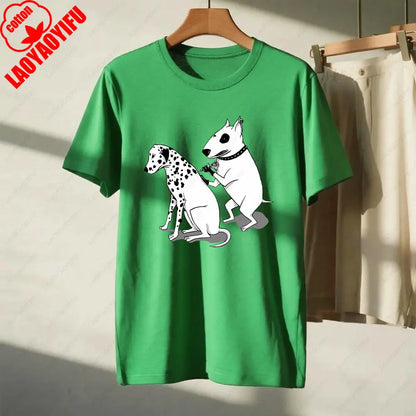 the SPOT STEALER - Funny Dalmatian Spot Tattoo Dog Shirt, Quirky Bull Terrier Tattoo Design Tee, Humorous Pet Lover Gift T-Shirt, Men/Women Summer Tops