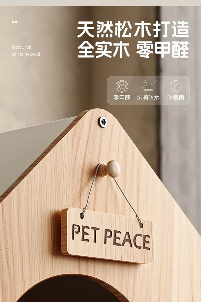 the SERENITY SANCTUARY - Doghouse, Closed Design, Sense of Security, Summer Doghouse, Pet Dog, Solid Wood House, Indoor