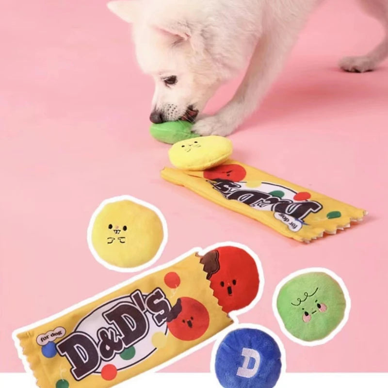 Ins Cute Tibetan Food Sound Toy Slow Food Plush Pet Toy Candy Small Dog Sniffing Food Mat Pet Dog Toy Puppy Accessories Gift
