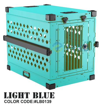 the ALUMINUM DOG CRATE - Impact Strong German Shepherd XL/Large Aluminum Collapsible Dog Travel Crate, Extra Large Folding Animal Cage