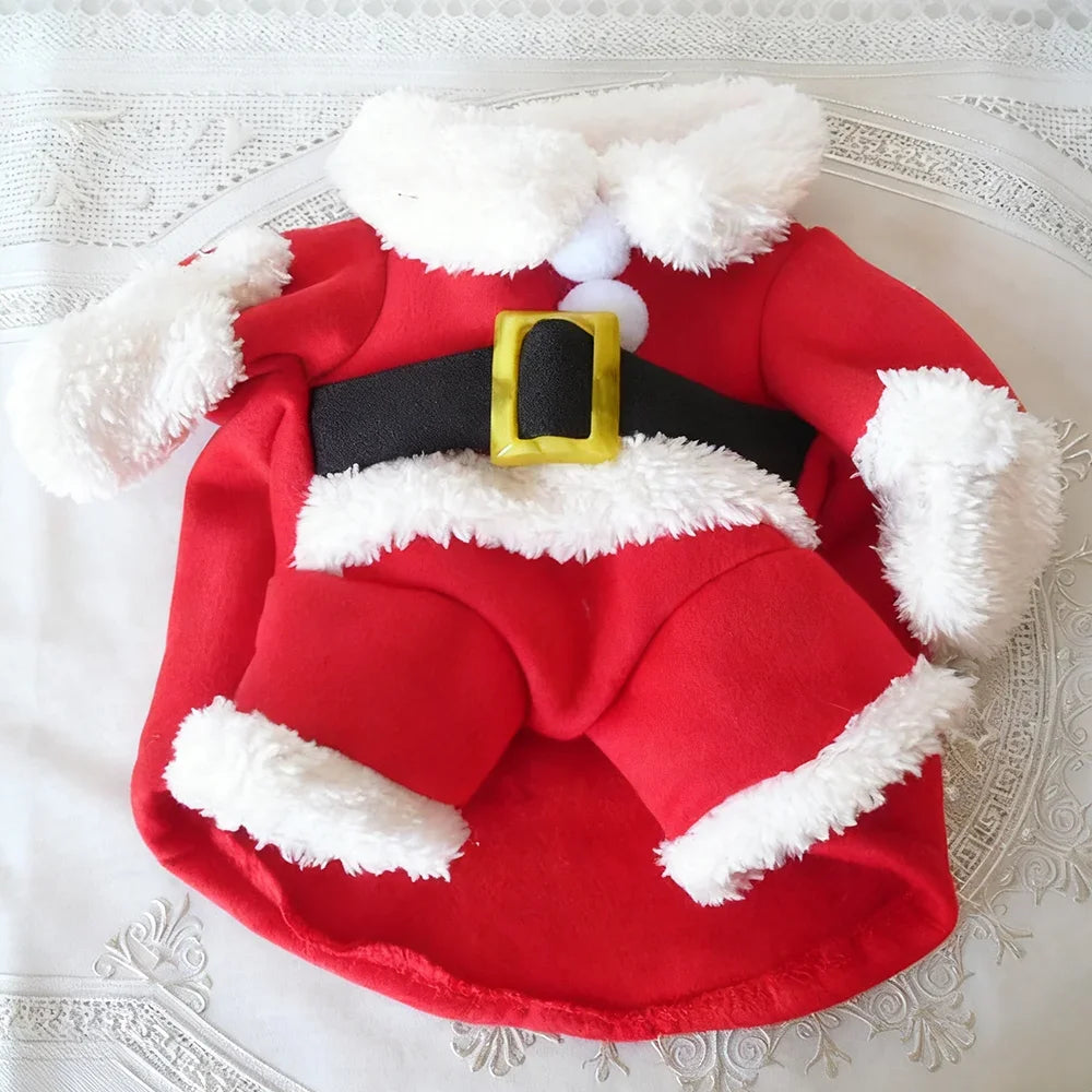 the SANTA PAWS HOLIDAY PET COSTUME - Christmas Dog Santa Claus Outfits for Small/Medium Dogs, Funny Cosplay Costume, Cat/Dog Clothing, Dressed Up Yorkshire, Pug Pet Clothes