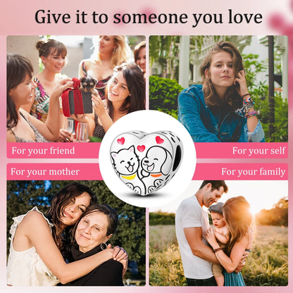 Dog Pet Charms 925 Silver Doggy Paw French Bulldog Bones Beads fit Original Bracelet DIY Fine Jewelry