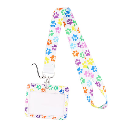 DZ1404 Dog Paw Print Lanyards for Key Neck Strap lanyard card ID Holder Gym Key Chain Key Badge Holder DIY Hang Rope Key Rings