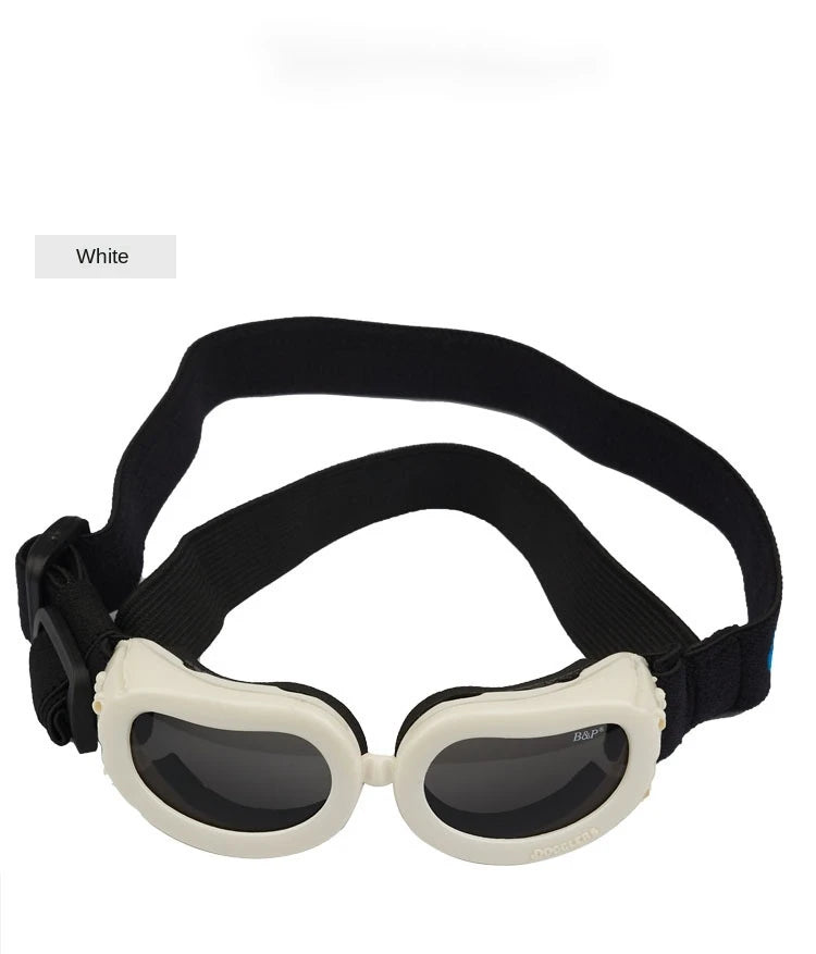 the SANTASIGHT PET SHADES - Small Dog Christmas Decorations Sunglasses, UV Protection Goggles, Eye Wear Protection with Adjustable Strap, Waterproof Pet Sunglasses