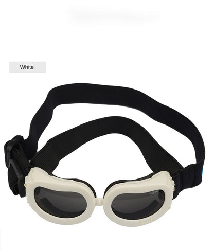 the SANTASIGHT PET SHADES - Small Dog Christmas Decorations Sunglasses, UV Protection Goggles, Eye Wear Protection with Adjustable Strap, Waterproof Pet Sunglasses