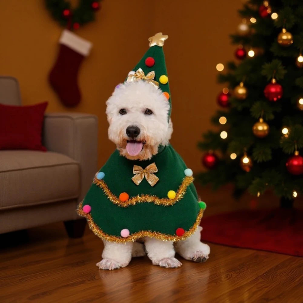 the CHRISTMAS TREE - Christmas Pet Clothes, Christmas Tree Pet Cape Shawl Dog, Holiday Gifts, Ropa Para Perro Puppy Clothes