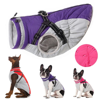 the PAWARMOR HARNESS JACKET - Waterproof Pet Jacket with Harness, Winter Warm Dog Clothes for Small/Large Dogs, Labrador Coat, Chihuahua, French Bulldog Outfits