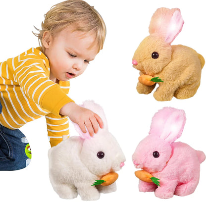 New Simulation Electric Rabbit Pet Toys Cute Electric Rabbit Interactive Toys Gift for Toddlers Birthday Plush Carrot Bunny Toys