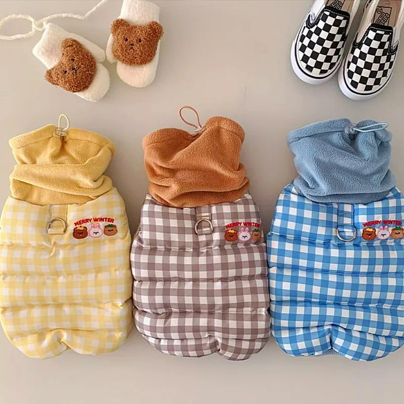 Cute Plaid Winter Dog Jacket Cotton Dog Hooded Coat Puppy Clothes Pet Warm Dog Costumes Chihuahua Dachshund Bichon Clothing 2025