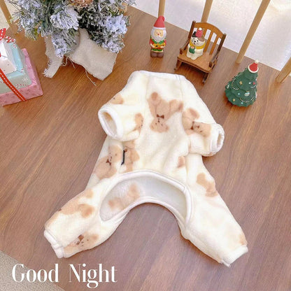 Pet Autumn Winter Pajamas Puppy Cute Bear Jumpsuit Dog Plush Jacket for Small Medium Dogs Cats Clothes Chihuahua Teddy Costumes